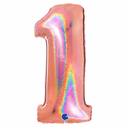 Balão Foil 102cm Holográfico Glitter Rose Gold