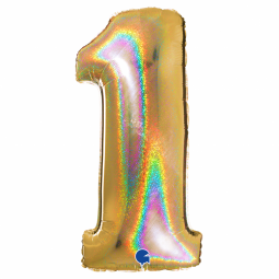 Balão Foil 102cm Holográfico Glitter Dourado