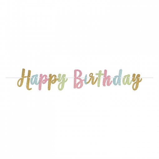 Banner Happy Birthday Pastel Glitter