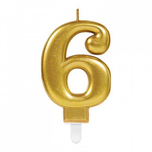 Vela Aniversário Dourado Metalizado nº6