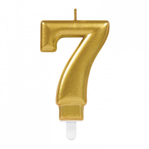 Vela Aniversário Dourado Metalizado nº7