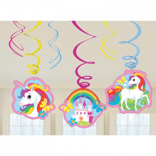 6 Espirais Decorativas Unicórnio Rainbow
