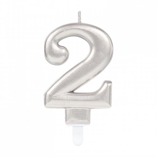 Vela Aniversário Prateado Metalizado nº2