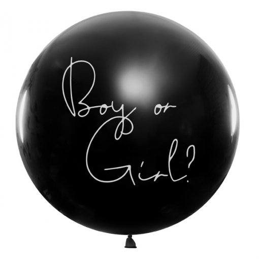 Balão latex Preto 1m  'Boy or Girl' Confettis Azuis