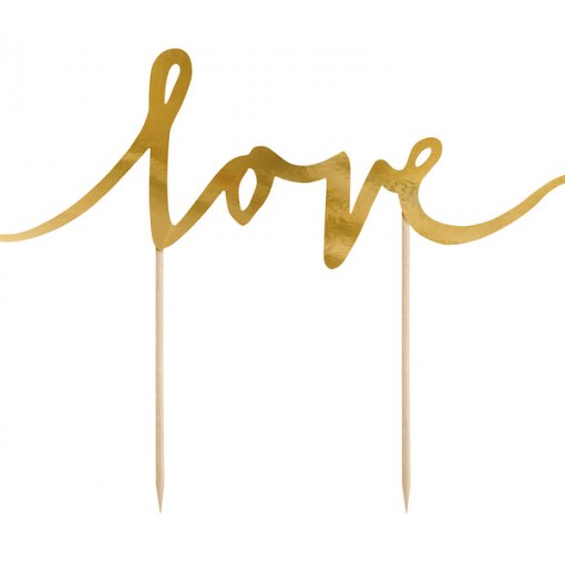 Topo de Bolo 'Love' 17cm Dourado