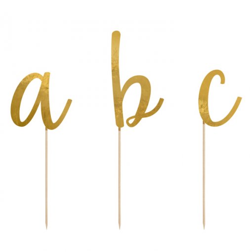 Topo de Bolo Alfabeto Dourado Foil (53 letras)