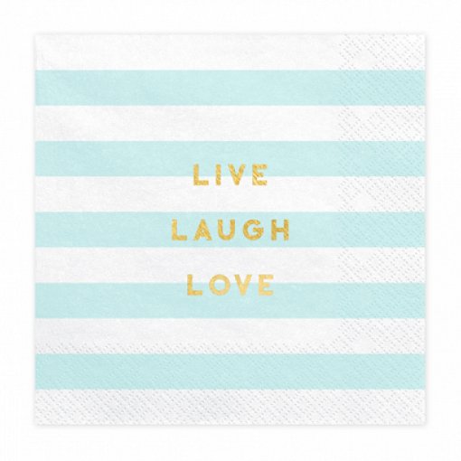 20 Guardanapos 33x33cm 'Live Laugh Love' Azul Claro