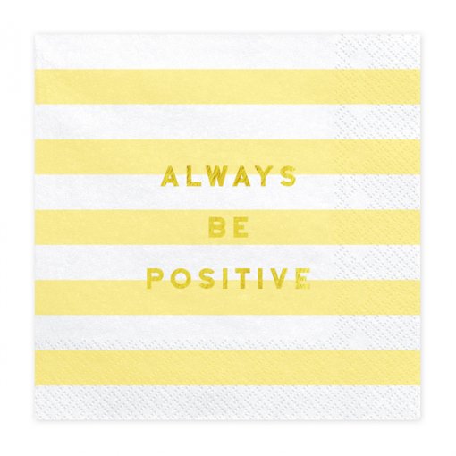 20 Guardanapos 33x33cm 'Always be positive' Amarelo