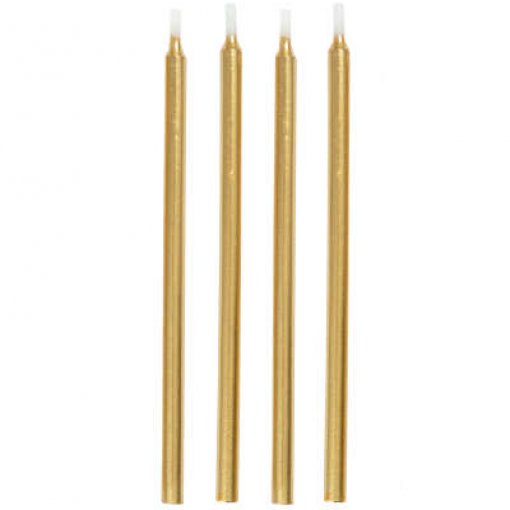 12 Velas 13cm Dourado Metalizado