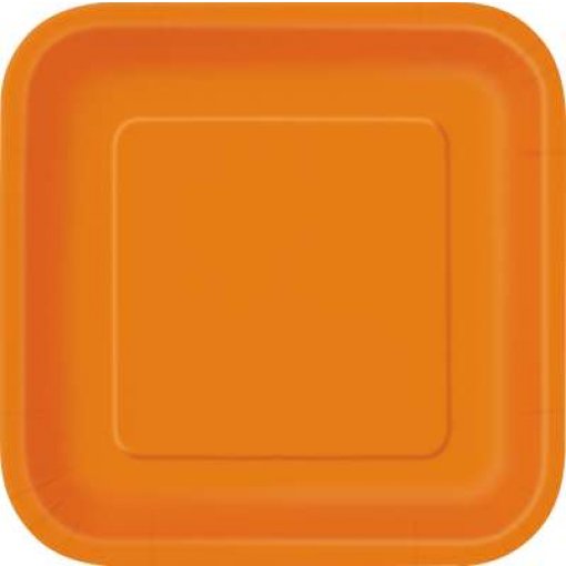 14 Pratos Quadrados 23cm Laranja