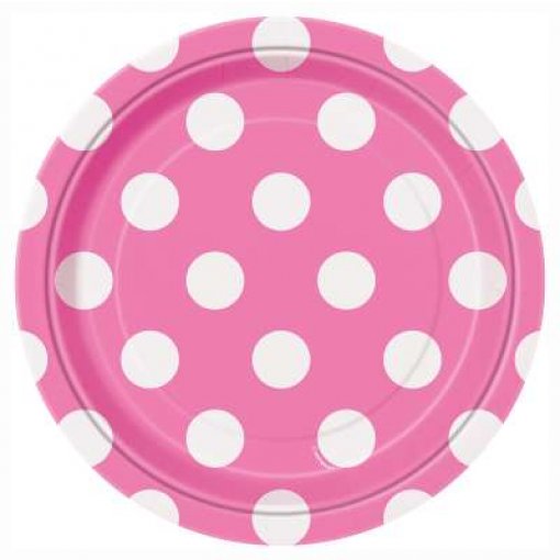 8 Pratos 18cm Bolas Rosa Choque