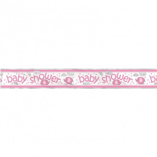 Faixa foil 3,66m Baby Shower Elefante Rosa