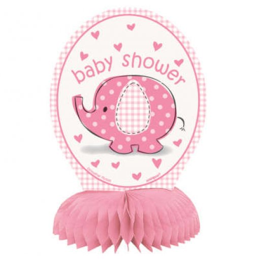4 Mini Centros de Mesa Baby Shower Elefante Rosa