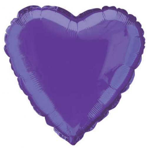 12 Balões Foil Coração 18'' Bulk Roxo Escuro