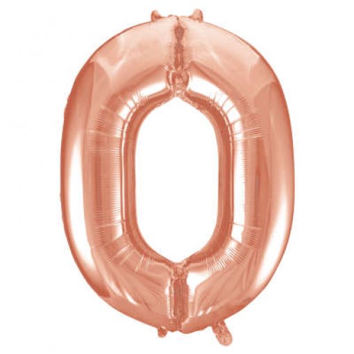 Balão Foil 86cm Rose Gold Número 0