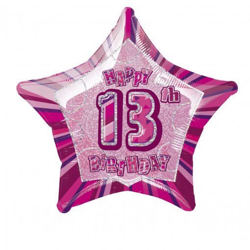 Balão foil 20'' Estrela Glitz Rosa nº 13