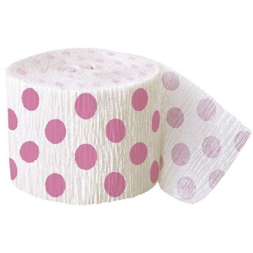 12 un - Fita Crepe 24,69m Bolas Rosa Choque