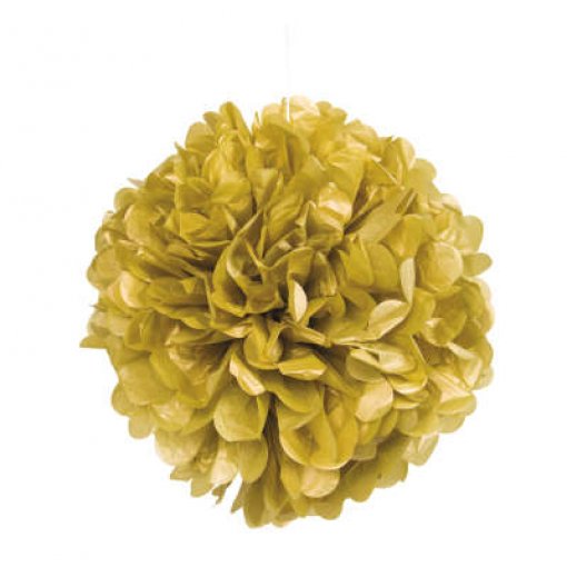Pom Pom Decorativo Papel 16'' Dourado