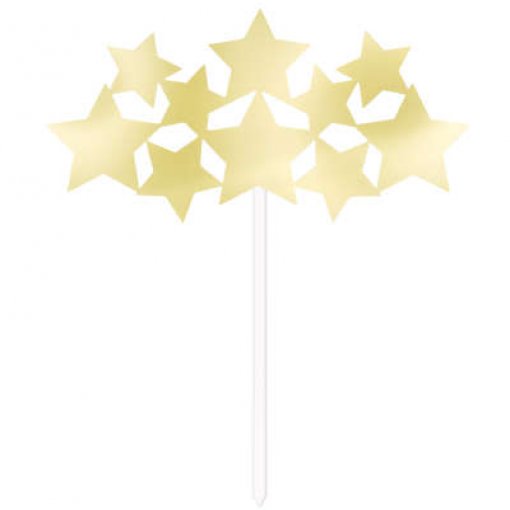 Topo de Bolo Papel Estrelas Dourado Foil