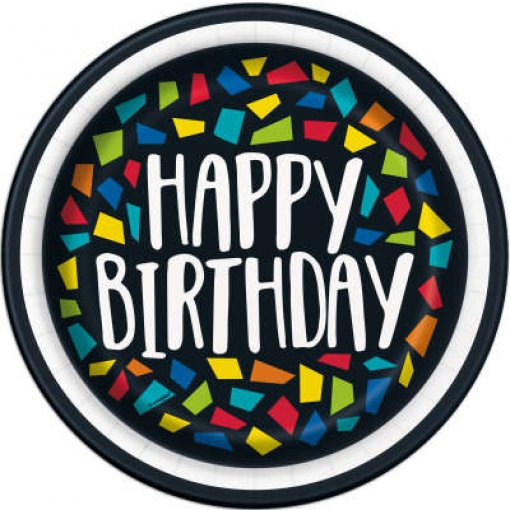 16 Pratos 18cm Colorful Mosaic Birthday