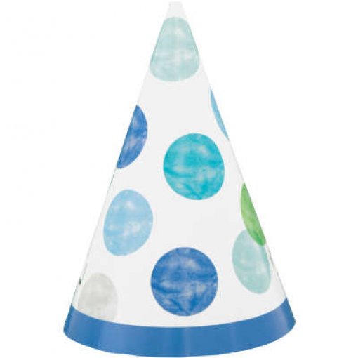 8 Mini Chapéus 1º Aniversário Bolas Azul