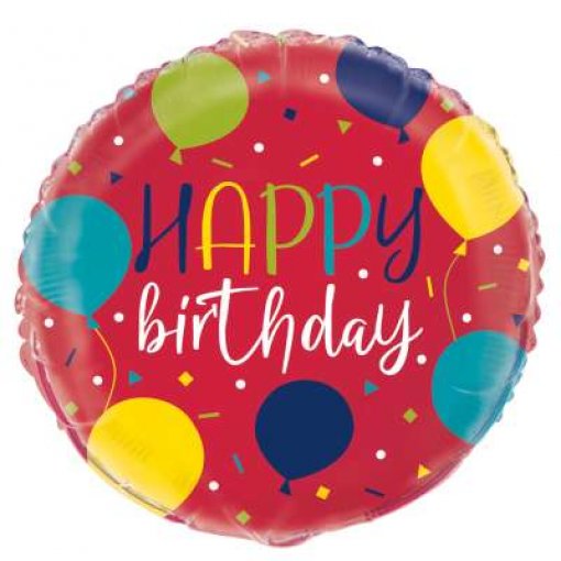 Balão foil 18'' Happy Birthday Balloons