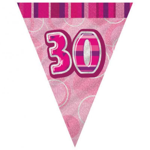 Bandeira Triangular Foil 2,75m Glitz Rosa nº 30