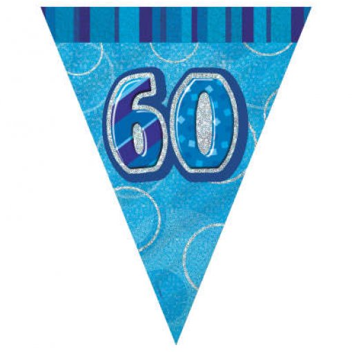 Bandeira Triangular Foil 2,75m Glitz Azul nº 60