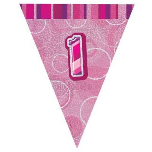 Bandeira Triangular Foil 2,75m Glitz Rosa nº 1