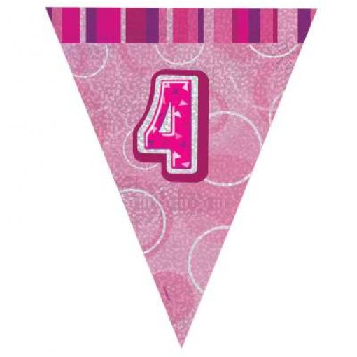 Bandeira Triangular Foil 2,75m Glitz Rosa nº 4