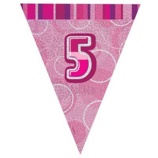 Bandeira Triangular Foil 2,75m Glitz Rosa nº 5