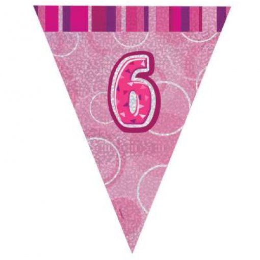 Bandeira Triangular Foil 2,75m Glitz Rosa nº 6