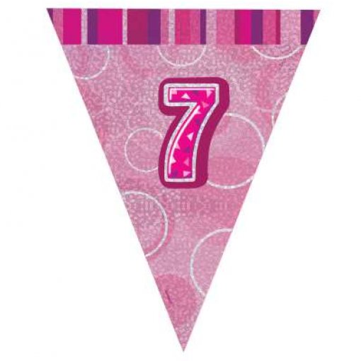 Bandeira Triangular Foil 2,75m Glitz Rosa nº 7