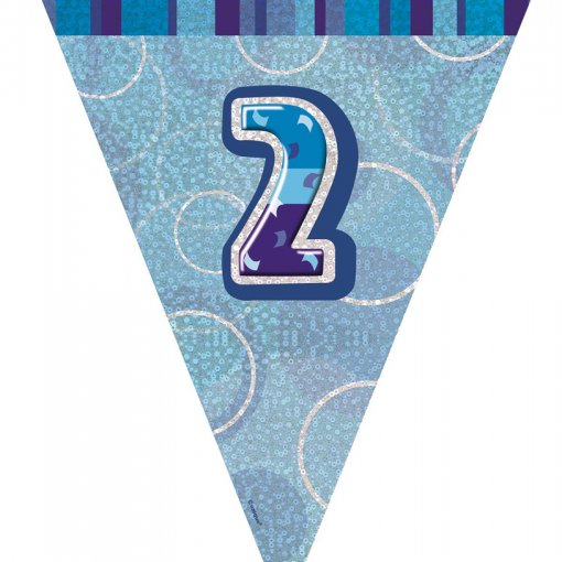 Bandeira Triangular Foil 2,75m Glitz Azul nº 2