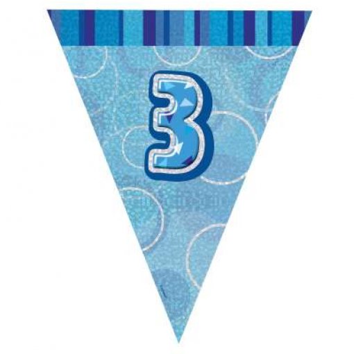 Bandeira Triangular Foil 2,75m Glitz Azul nº 3