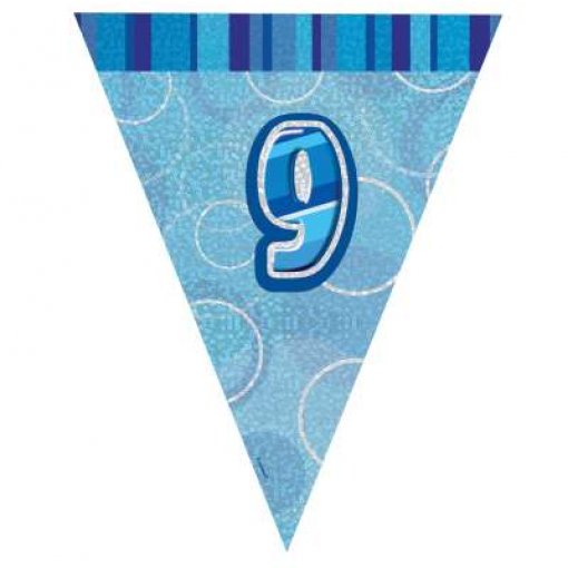 Bandeira Triangular Foil 2,75m Glitz Azul nº 9