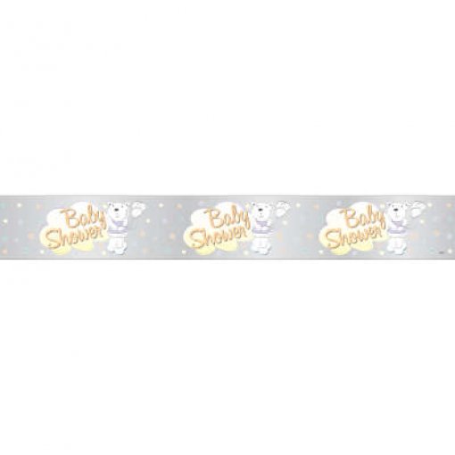 Faixa foil 3,66m Baby Shower Urso & Nuvem 