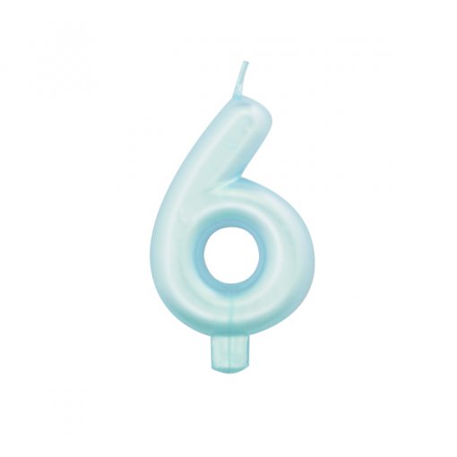 Vela Aniversário 9cm Azul Perlado nº6