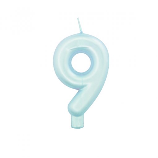 Vela Aniversário 9cm Azul Perlado nº9