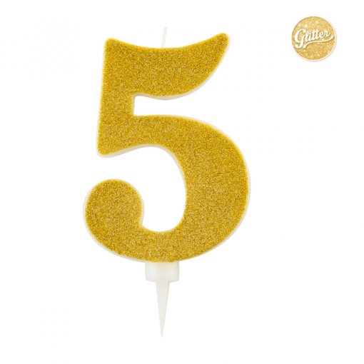 Vela Aniversário Big Size 15cm Dourado Glitter nº5