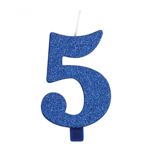 Vela Aniversário 9,5cm Azul Glitter nº5