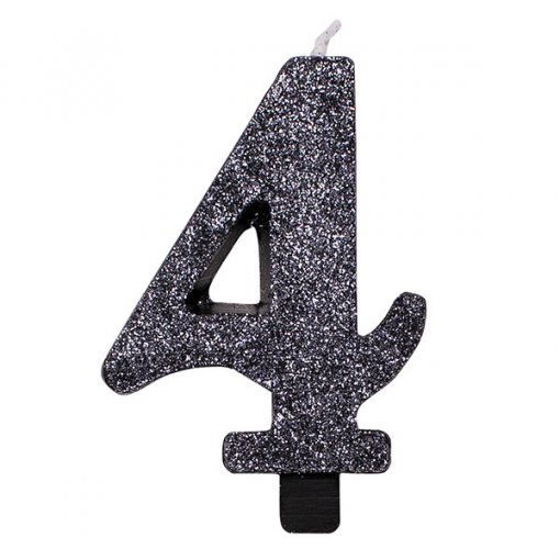 Vela Aniversário 9,5cm Preto Glitter nº4