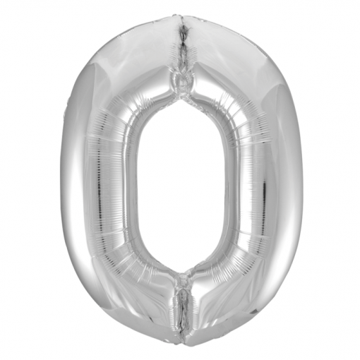 Balão Foil 86cm Prateado Número 0