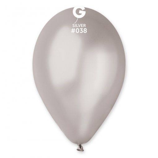 100 Balões latex Metalizado 12'' (30cm) cor Silver #038 - GM120