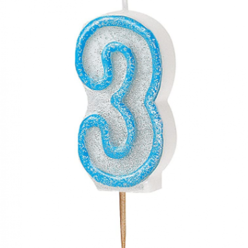 Vela Aniversário Glitz Azul nº 3