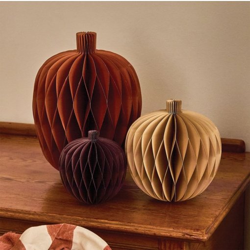 3 Abóboras Decorativas em Papel Honeycomb - Halloween