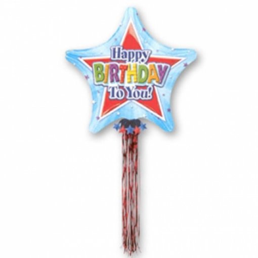 Balão Foil P35 SuperShape Bulk Estrela com Fitas