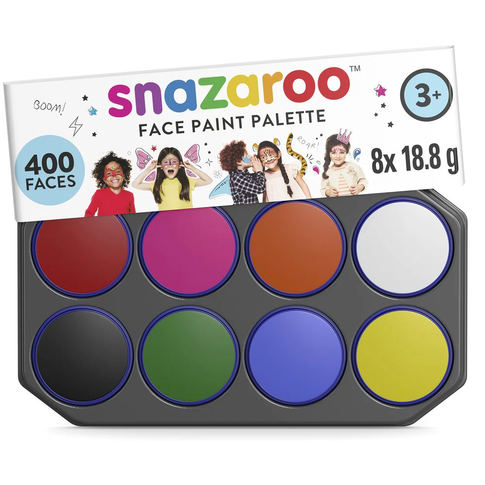 Paleta de Pinturas Faciais Profissionais Snazaroo 8 cores (18 ml)