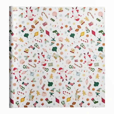 Papel de Embrulho 70x200cm Pai Natal Branco