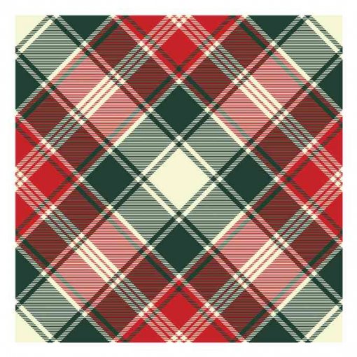20 Guardanapos de Papel 33x33cm Tartan Verde Escuro e Vermelho Natal